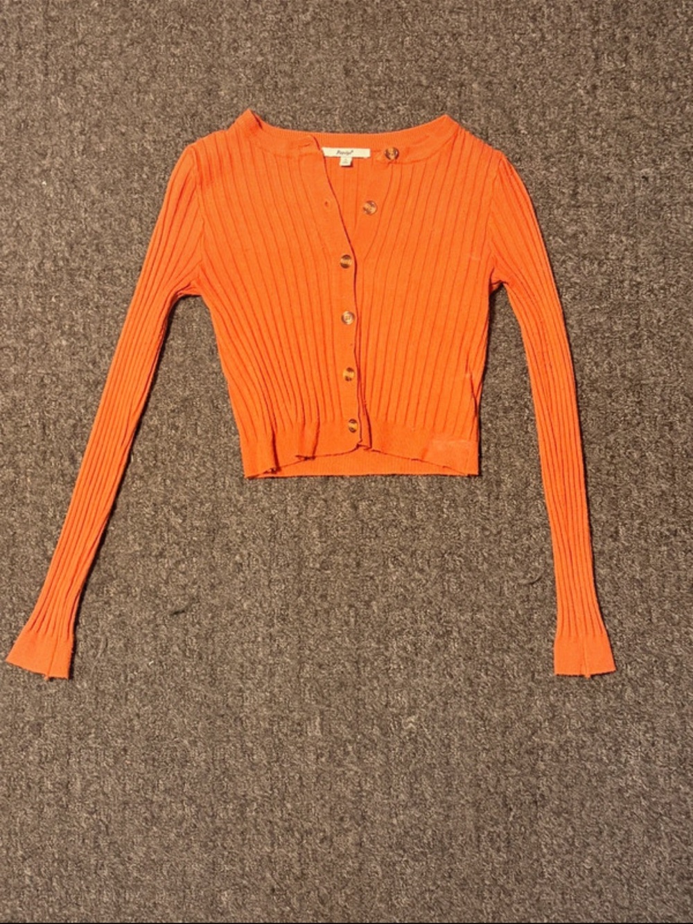 Papaya Orange Ribbed Cardigan